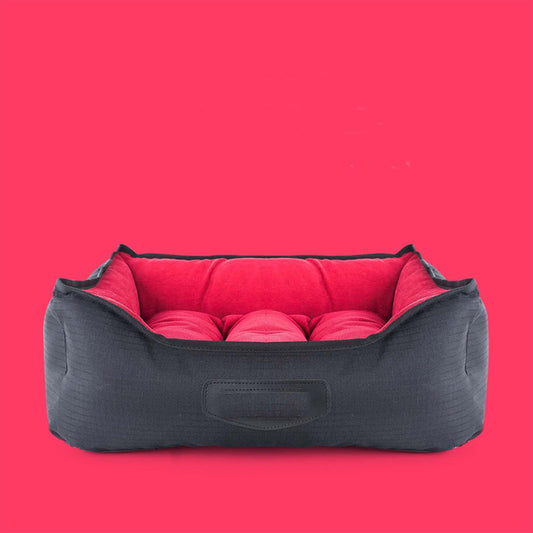 cature Care by Nature Dog Bed for Small Dogs and Cats Wide Sided Washable Bed, Rectangle Comfy Bed for Dog, Durable Pet Cuddle Bed, Warm Soft Cool Puppy Bed for Sleeping, Non-Slip Bottom (Red, Small)