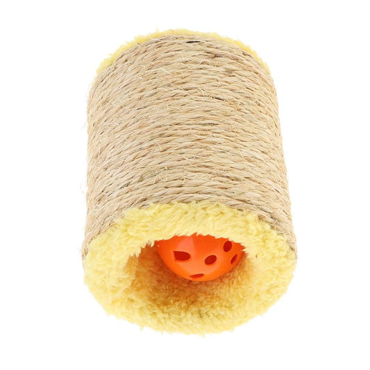 Cature Cat Sisal Scratch Post Small Hollow Scratch Roller with Bell Ball (Color-Yellow)