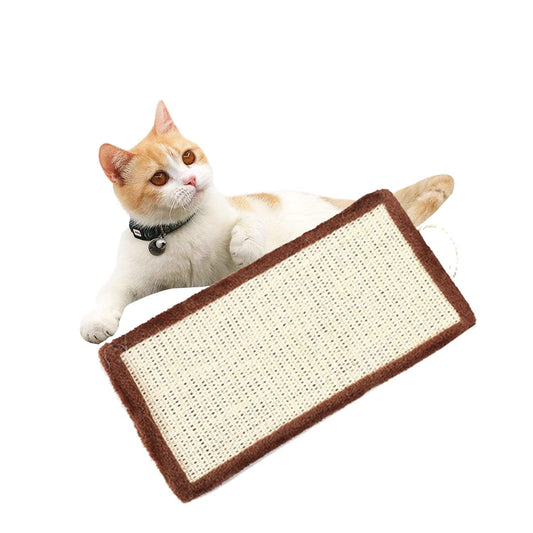 Cature Care by Nature Rectangular Cat Scratcher Funny Natural Sisal Hanging Scratching Board Pad Fur Border Kitten Scratch Pad Cat Scratch Post Mat(Brown)