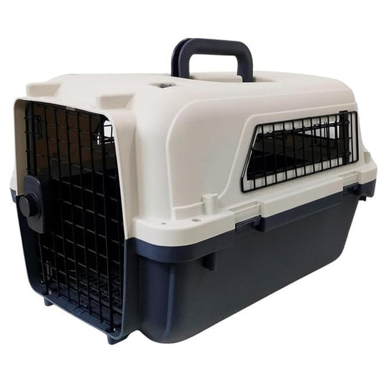 Cature Care by Nature Plastic Kennels Pet Carrier Rolling Plastic Airline Approved Wire Door Travel Dog Crate, Large (70 L x 53 W x 48 H (CM)