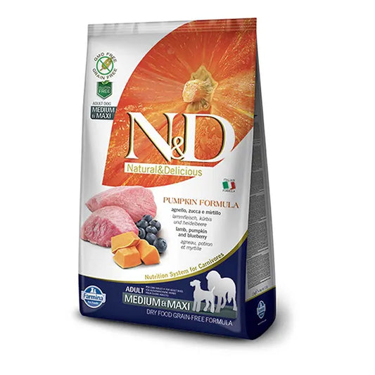 Farmina N&D Pumpkin Lamb & Blueberry Grain Free Medium & Maxi Breed Adult Dry Dog Food