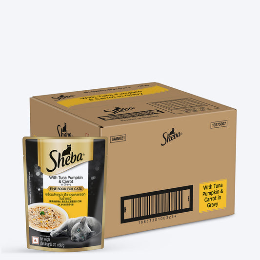 Sheba Rich Premium (1+ Years) Tuna Pumpkin & Carrot In Gravy Adult Wet Cat Food - (28 x 70gm)