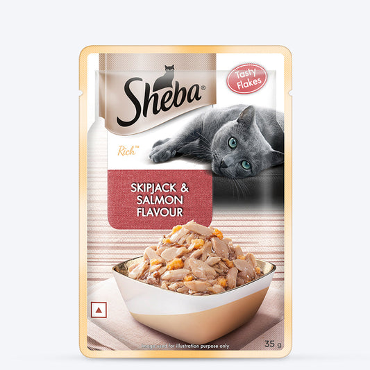 Sheba Rich Premium Adult (1+ Years) SkipJack & Salmon Flavour Wet Cat Food - 35 g Packs