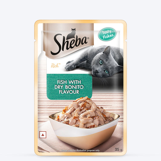 Sheba Rich Premium (1+ Years) Fish with Dry Bonito Flavour Adult Wet Cat Food - 35 g - Packs