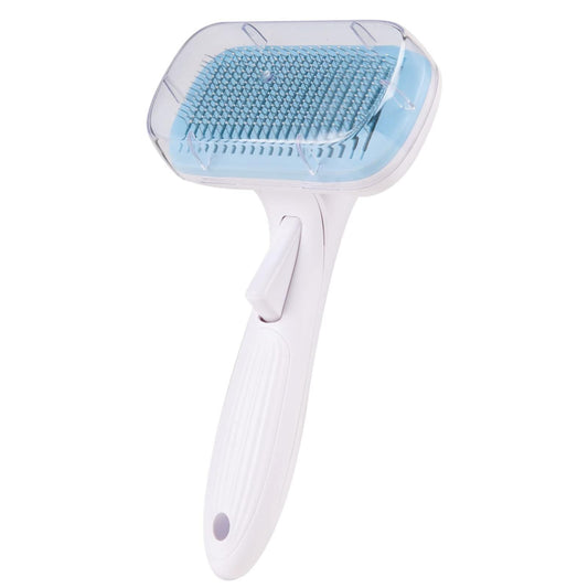 Cature Care by Nature Self -Cleaning Slicker Brush for Dogs, Cats Long Haired, Short Haired Dogs, Cats, Rabbits, More Pet Massaging Deshedding Tool Premium Dog Brush for Shedding Hair (Blue)