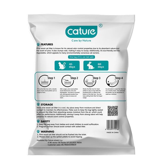 cature Care by Nature Pine Wood Cat Litter | Environmental Protection | Odor Elimination | Strong Water Absorption | Easy to Clean for Multiple Cats, 6L/3.6KG