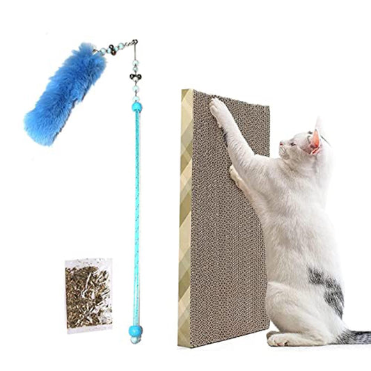 cature Care by Nature Cat Scratcher Card Board With Curved Wave Design,Cat Stick Toy,Cat Plush Toy,Feather Toy,Mouse Toy,Chew Toy For Cat And Kittens(Pack Of 6)(Color May Vary)(Combo6)