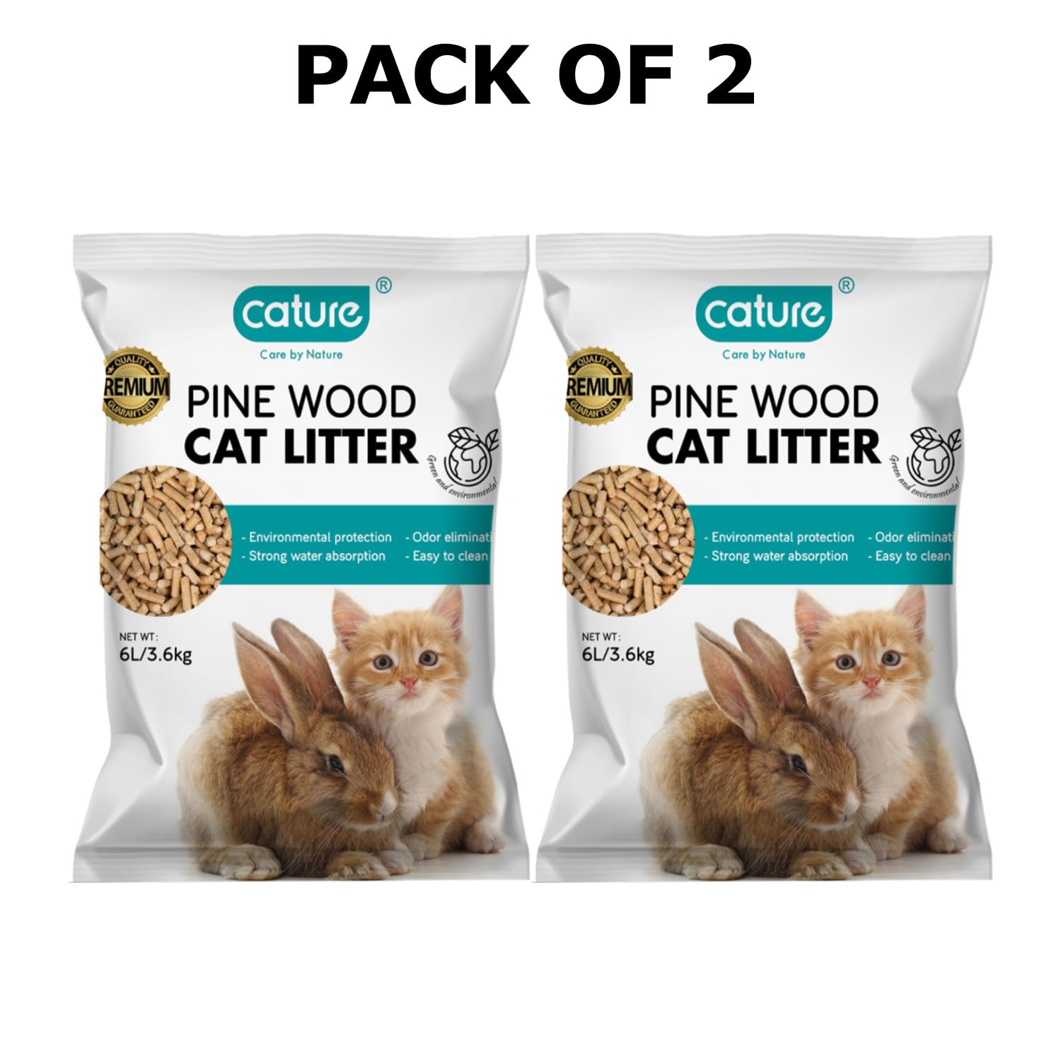 cature Care by Nature Pine Wood Cat Litter | Environmental Protection | Odor Elimination | Strong Water Absorption | Easy to Clean for Multiple Cats, 6L/3.6KG