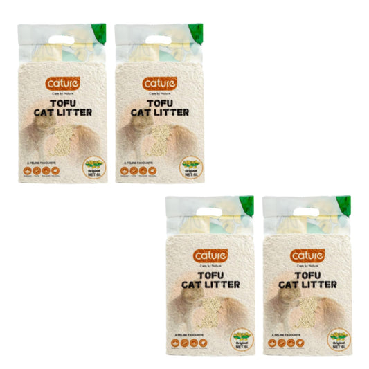 Cature Care by Nature Tofu Cat Litter Natural Flushable Clumping Litter Plant Based Biodegradable Ultra Odour Control 99% Dust Free Low Tracking Cat Litter (Original, 6L, PACK2)