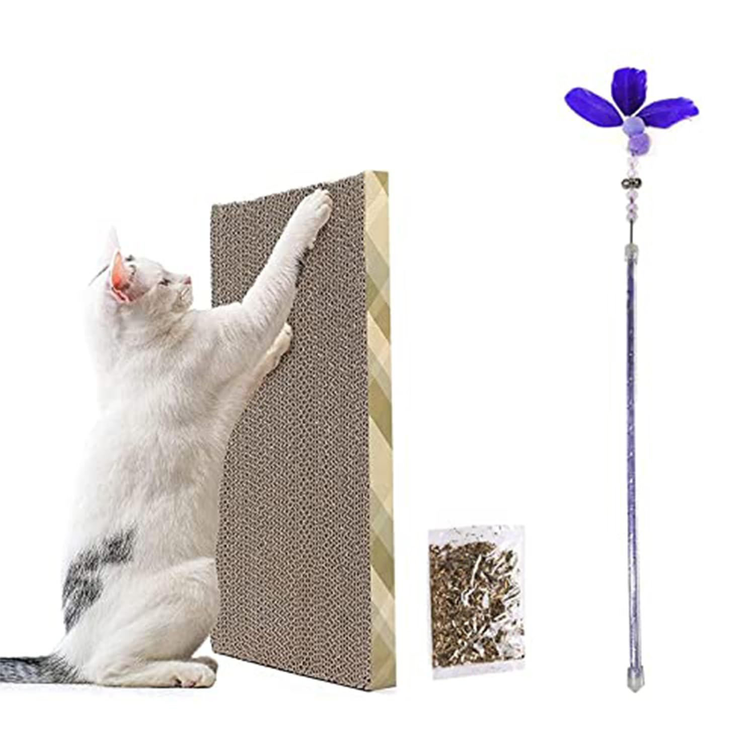 cature Care by Nature Cat Scratcher Card Board With Curved Wave Design,Cat Stick Toy,Cat Plush Toy,Feather Toy,Mouse Toy,Chew Toy For Cat And Kittens(Pack Of 6)(Color May Vary)(Combo6)