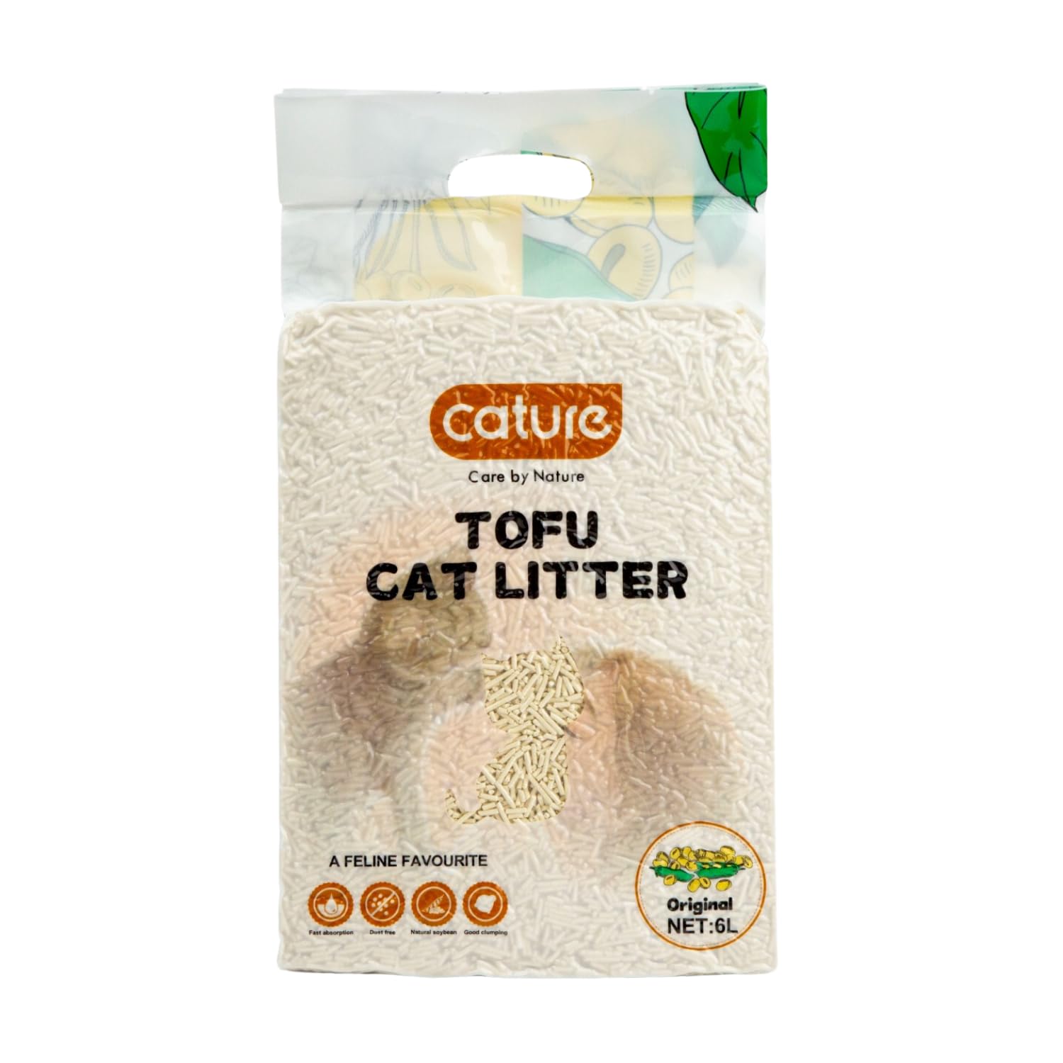 Cature Care by Nature Tofu Cat Litter Natural Flushable Clumping Litter Plant Based Biodegradable Ultra Odour Control 99% Dust Free Low Tracking Cat Litter (Original, 6L, PACK2)