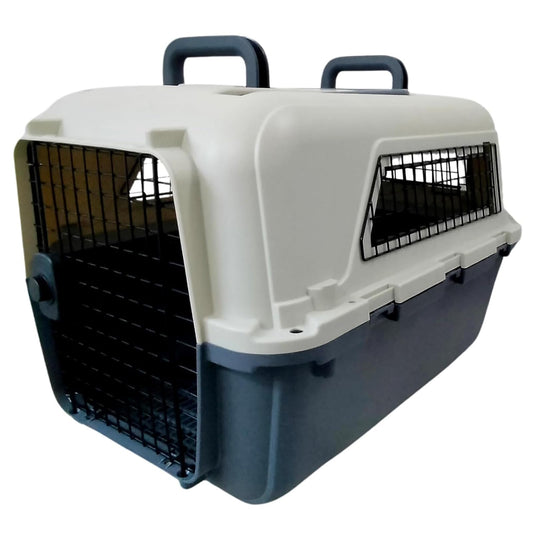 Cature Care by Nature Plastic Kennels Pet Carrier Rolling Plastic Airline Approved Wire Door Travel Dog Crate, Large (70 L x 53 W x 48 H (CM)