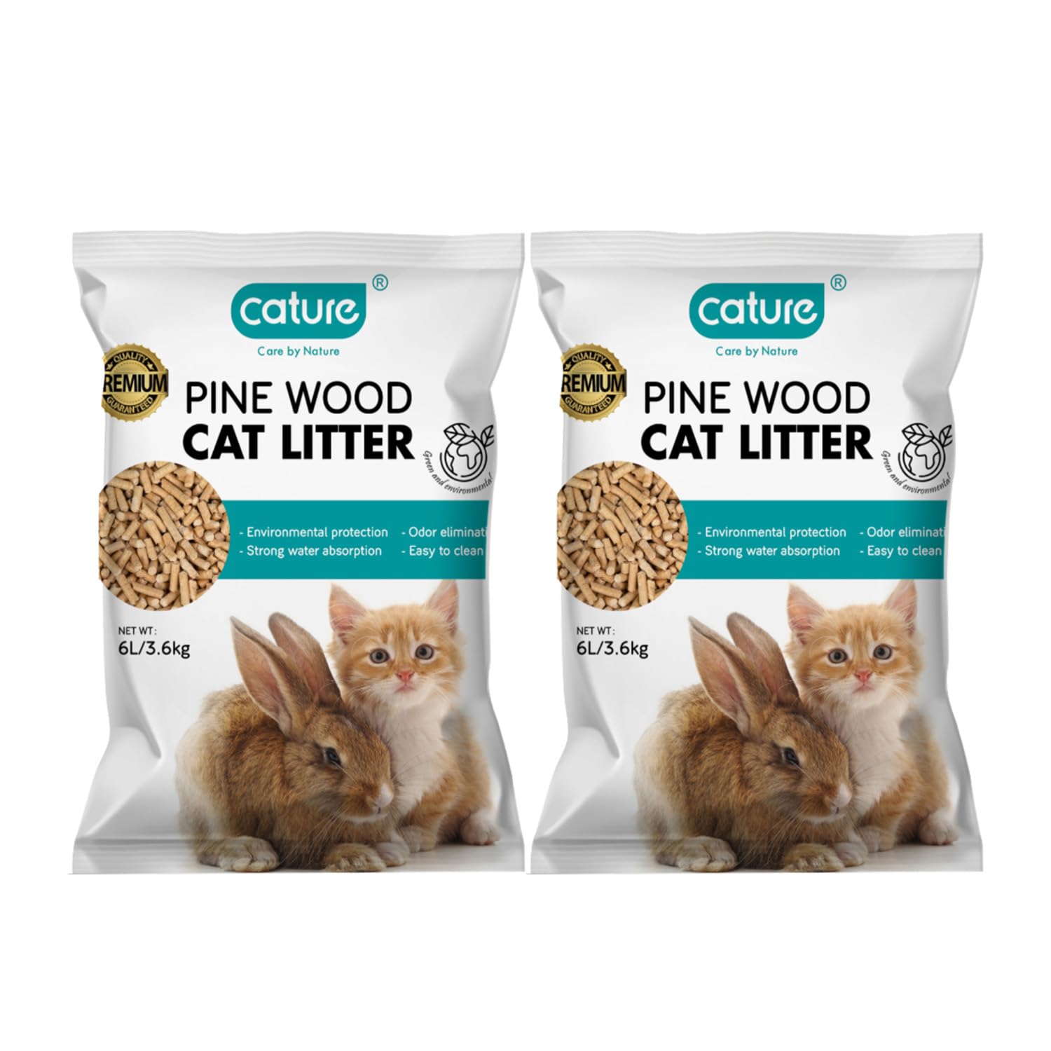 cature Care by Nature Pine Wood Cat Litter | Environmental Protection | Odor Elimination | Strong Water Absorption | Easy to Clean for Multiple Cats, 6L/3.6KG