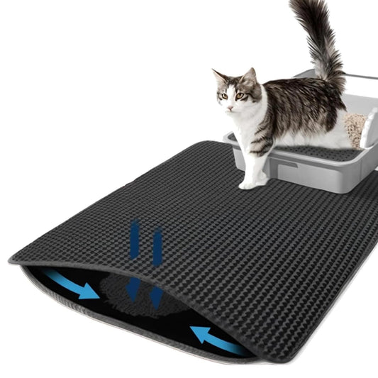 Cature Care by Nature Cat Litter Mat, Kitty Litter Collector, Double Layered Honeycomb Design Waterproof, Anti Urine, Anti Slip, Easy to Clean, Limit Waste (23.4"x18", Brown)