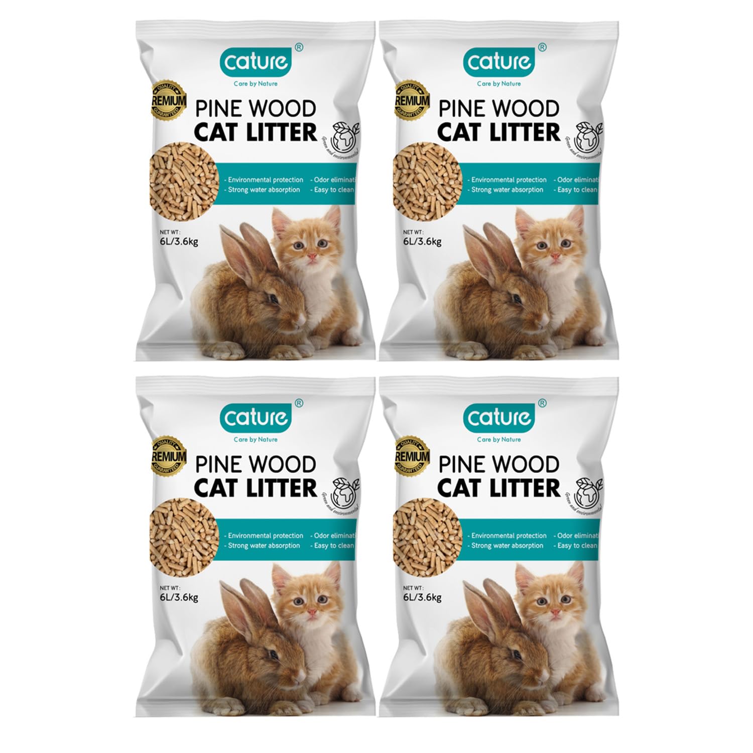 cature Care by Nature Pine Wood Cat Litter | Environmental Protection | Odor Elimination | Strong Water Absorption | Easy to Clean for Multiple Cats, 6L/3.6KG
