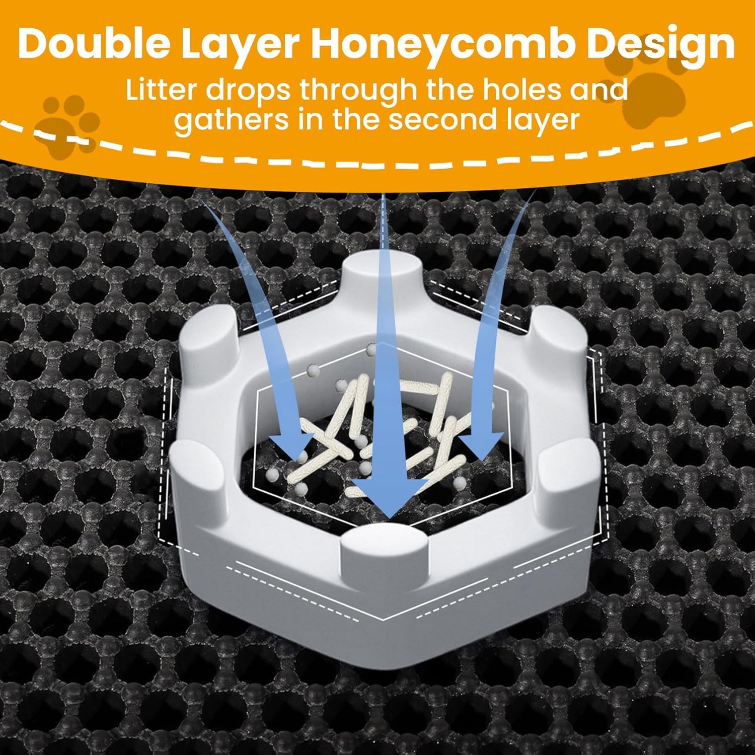 Cature Care by Nature Cat Litter Mat, Kitty Litter Collector, Double Layered Honeycomb Design Waterproof, Anti Urine, Anti Slip, Easy to Clean, Limit Waste (23.4"x18", Brown)