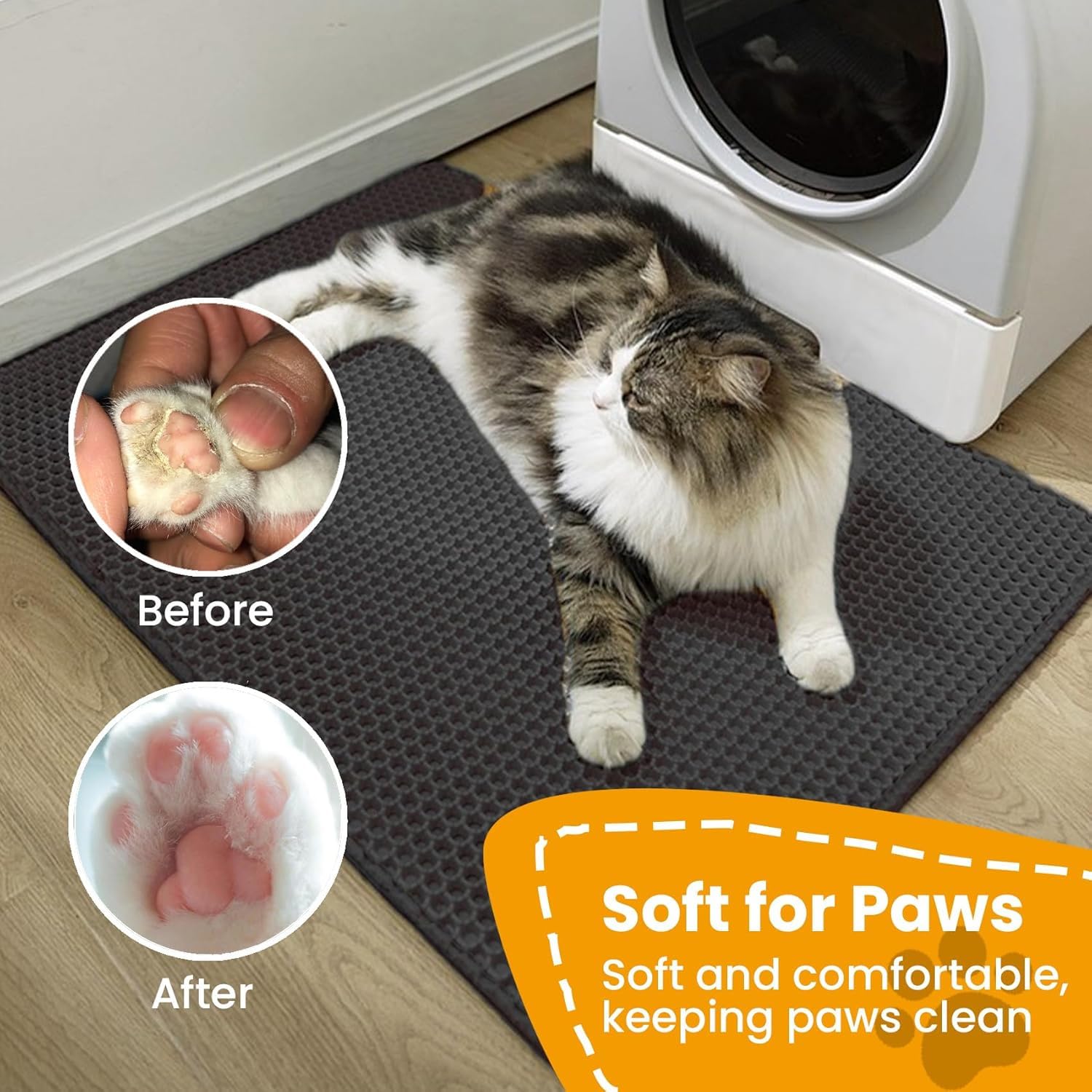 Cature Care by Nature Cat Litter Mat, Kitty Litter Collector, Double Layered Honeycomb Design Waterproof, Anti Urine, Anti Slip, Easy to Clean, Limit Waste (23.4"x18", Brown)