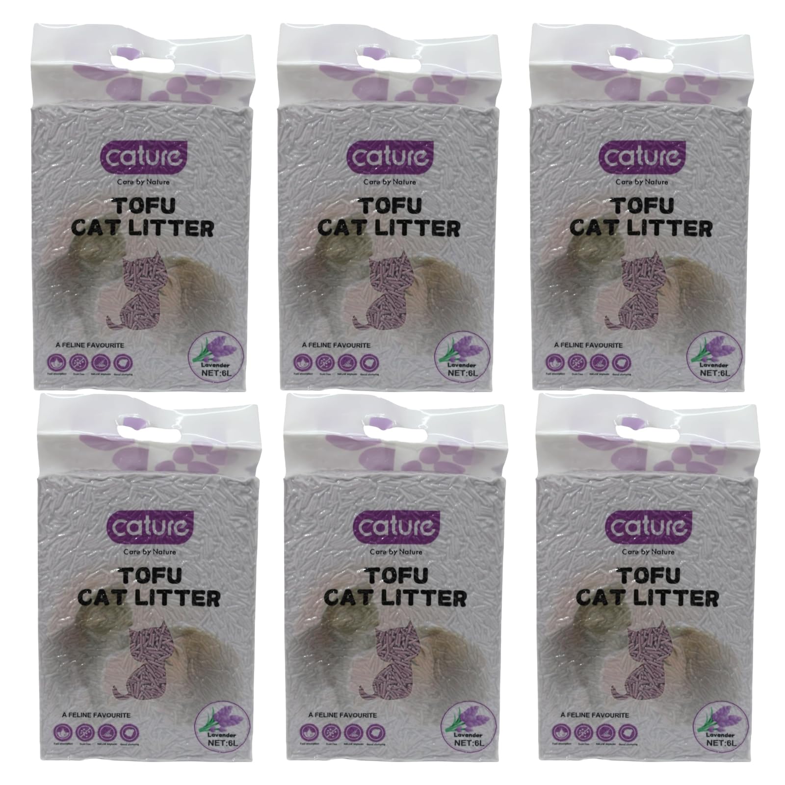 Cature Care by Nature Tofu Cat Litter Natural Flushable Clumping Litter Plant Based Biodegradable Ultra Odour Control 99% Dust Free Low Tracking Cat Litter (Original, 6L, PACK2)