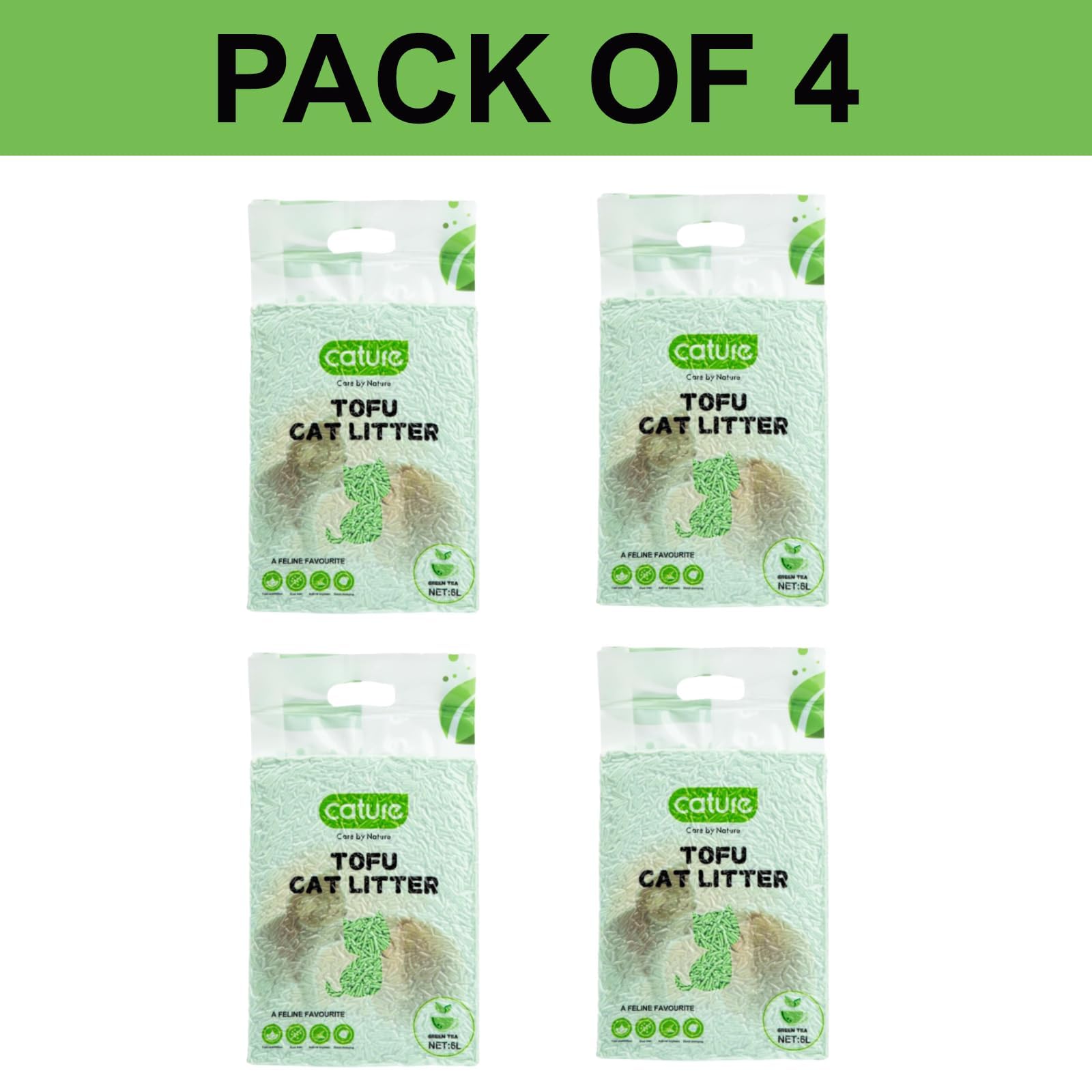 Cature Care by Nature Tofu Cat Litter Natural Flushable Clumping Litter Plant Based Biodegradable Ultra Odour Control 99% Dust Free Low Tracking Cat Litter (Original, 6L, PACK2)