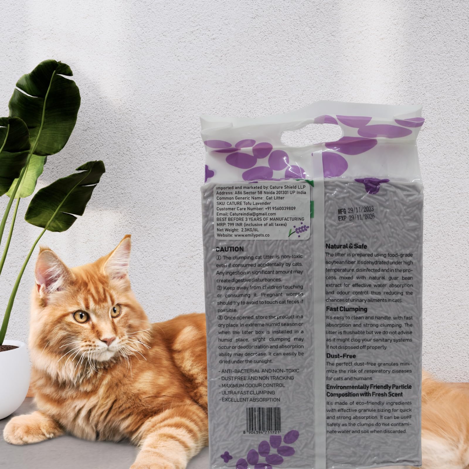 Cature Care by Nature Tofu Cat Litter Natural Flushable Clumping Litter Plant Based Biodegradable Ultra Odour Control 99% Dust Free Low Tracking Cat Litter (Original, 6L, PACK2)