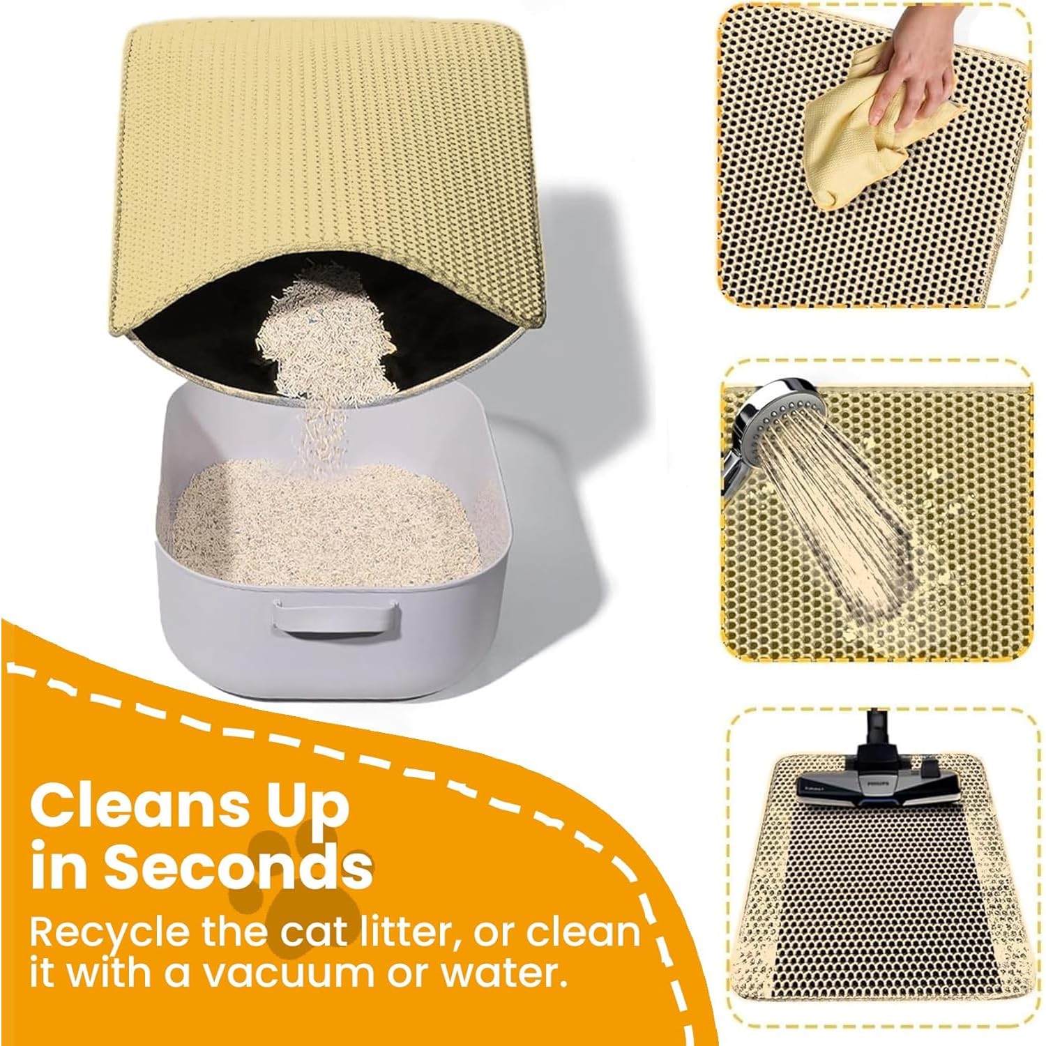 Cature Care by Nature Cat Litter Mat, Kitty Litter Collector, Double Layered Honeycomb Design Waterproof, Anti Urine, Anti Slip, Easy to Clean, Limit Waste (23.4"x18", Brown)