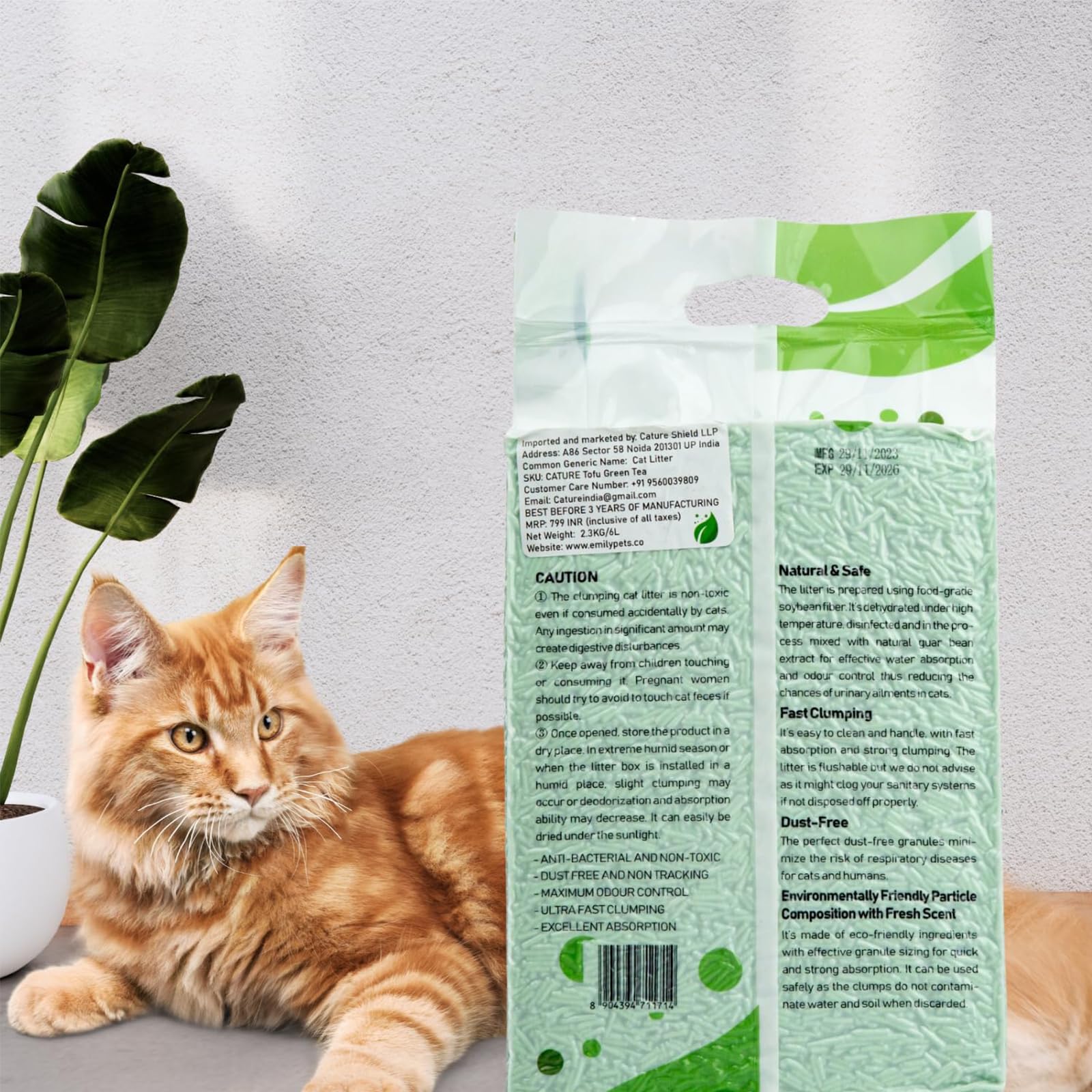 Cature Care by Nature Tofu Cat Litter Natural Flushable Clumping Litter Plant Based Biodegradable Ultra Odour Control 99% Dust Free Low Tracking Cat Litter (Original, 6L, PACK2)