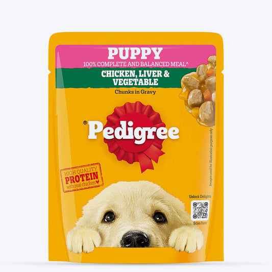 Pedigree Chicken & Liver Chunks in Gravy Wet Puppy Food - 70 g packs