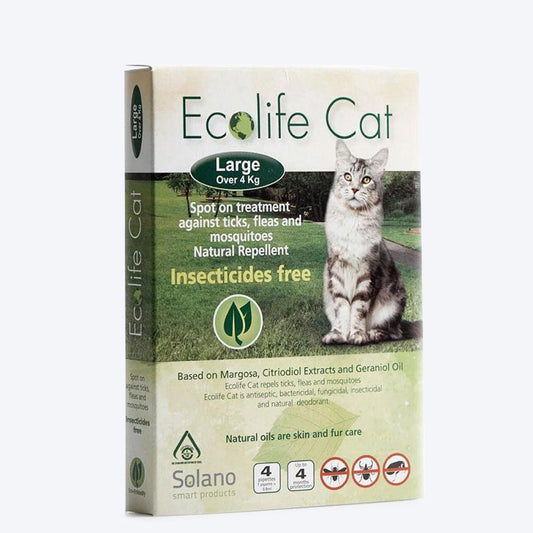 Ecolife Cat Spot On - Tick and Flea Solution for Cats - Large (Over 4 kg)