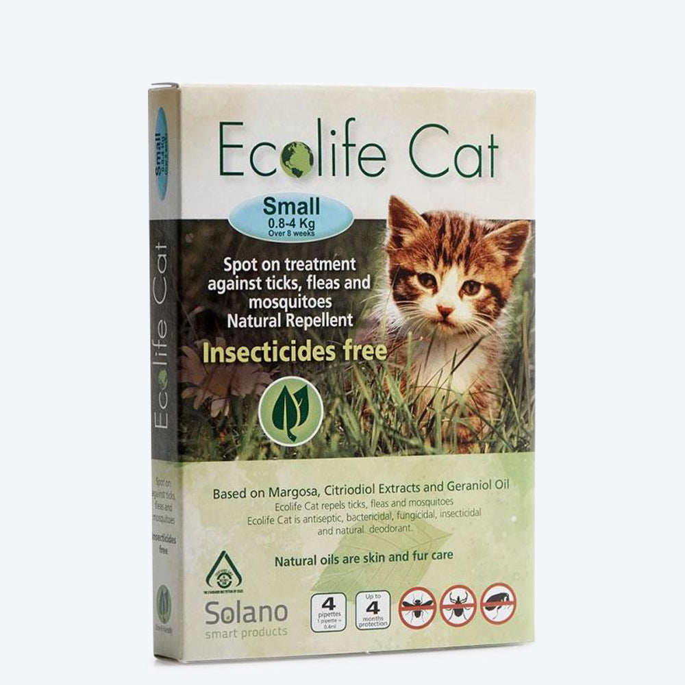 Ecolife Cat Spot On - Tick and Flea Solution for Cats - Small (0.8 to 4 kg)