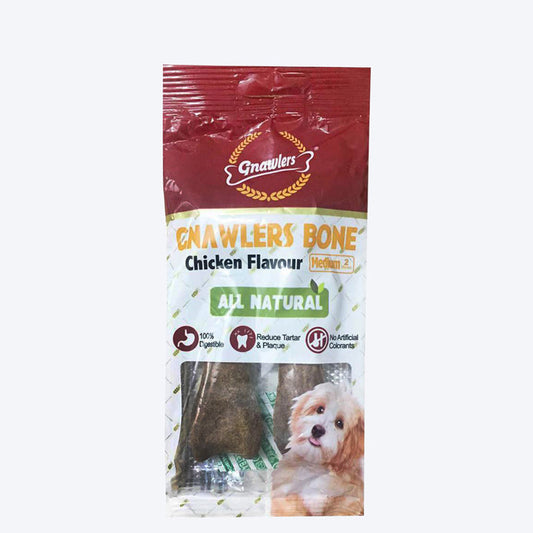 Gnawlers Bone Dog Treats - Chicken Flavour - Medium(2 Pieces) - 90 g
