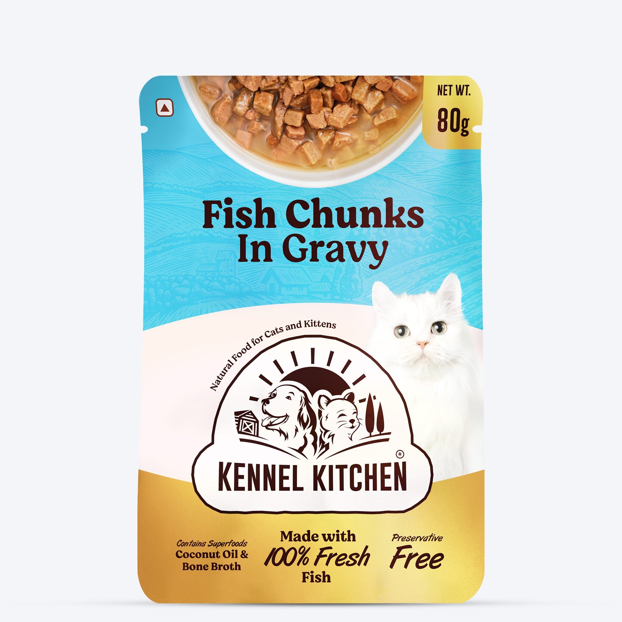 Kennel Kitchen Fish Chunks In Gravy Wet Cat Food - 80 g packs
