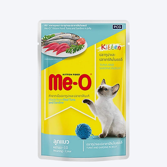 Me-O Tuna & Sardine Jelly Wet Kitten Food - 80 g packs