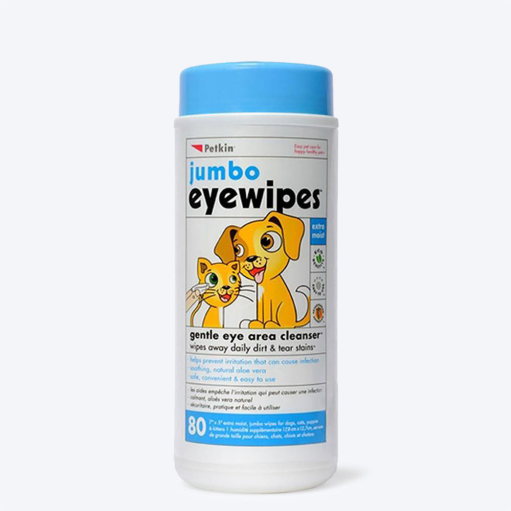 Petkin Jumbo Eyewipes for Dogs and Cats - 80 wipes