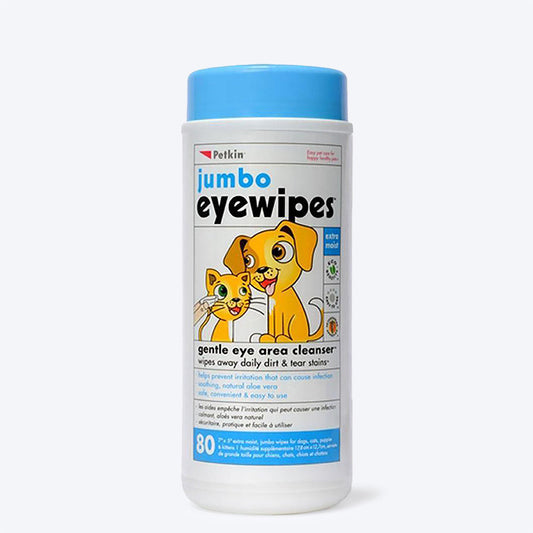 Petkin Jumbo Eyewipes for Dogs and Cats - 80 wipes