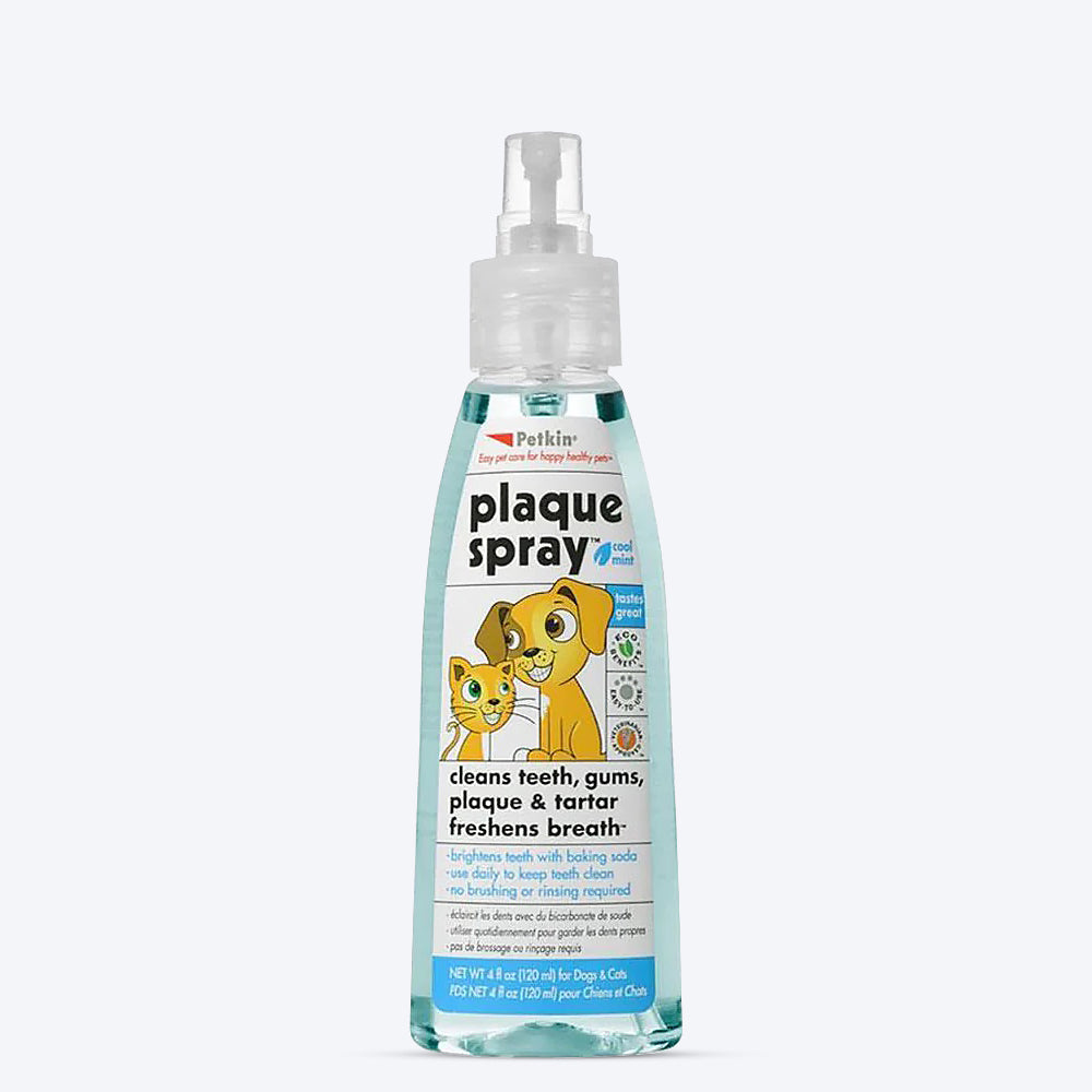 Petkin Plaque Spray - Dental Care Solution for Dogs and Cats - 120 ml